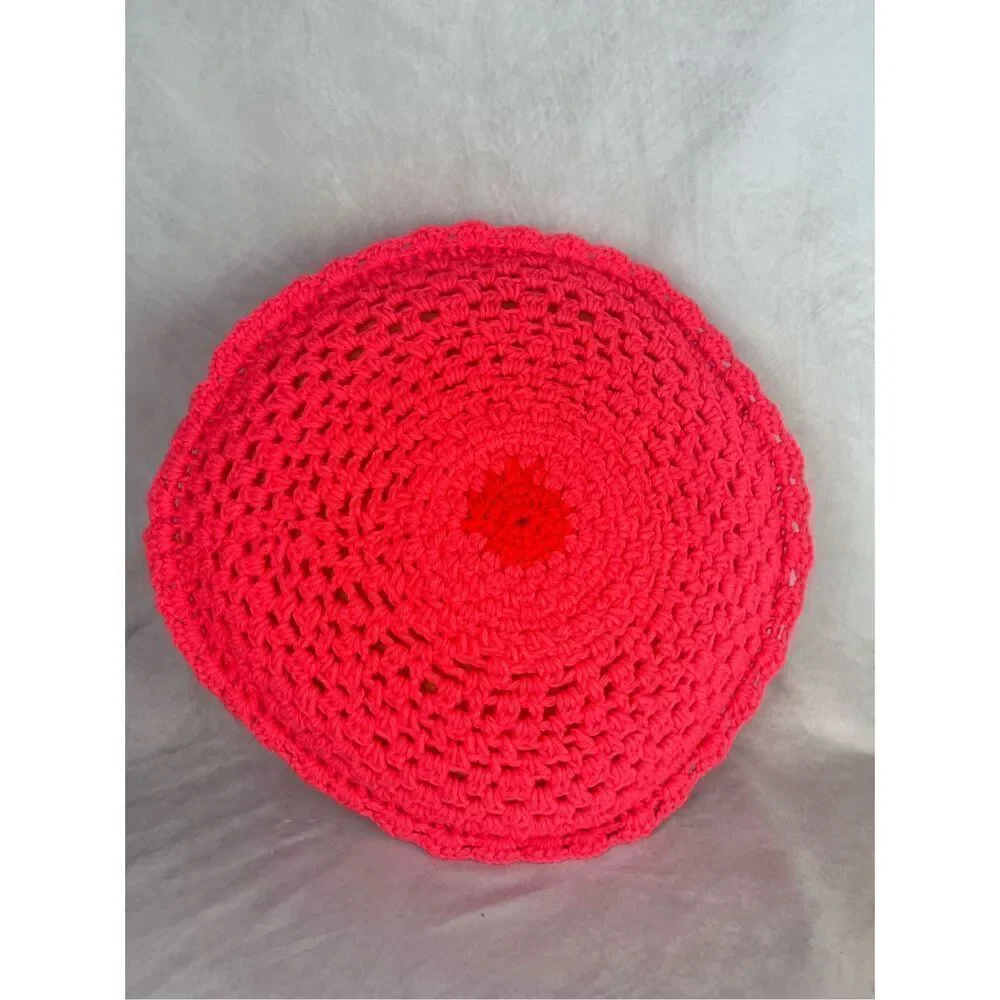 Vintage Mod Afghan Crochet Pillow 1970s
